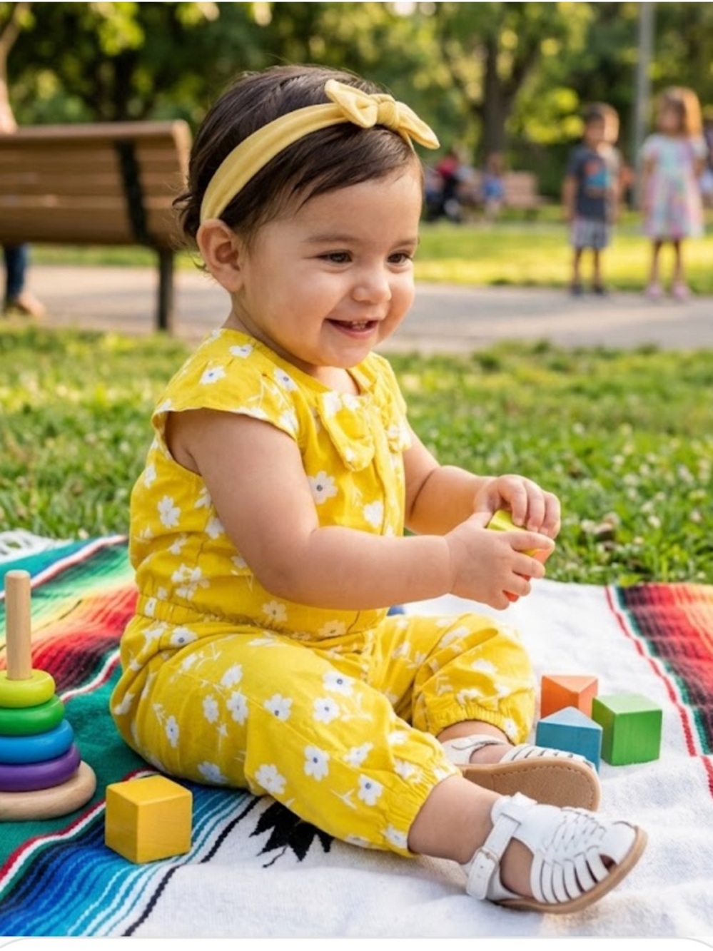 Carter's Yellow Floral Infant Romper with Bow Detail
